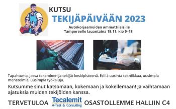 TERVETULOA KORJAAMOAMMATTILAISTEN TEKIJÄPÄIVÄÄN TAMPEREELLA 18.11.2023